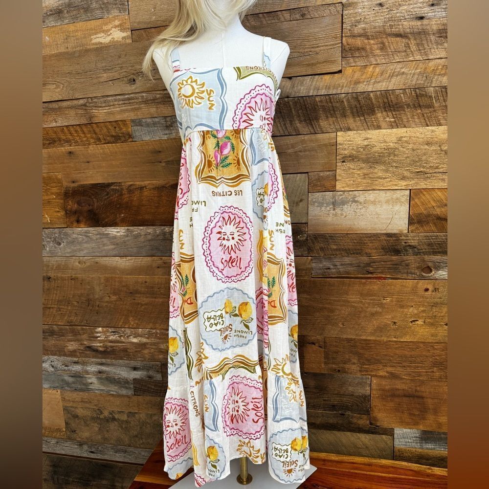 Paper Heart Dolce Vita multi colored linen blend spaghetti strap tiered dress SM